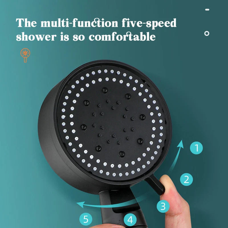 Shower Head High Pressure Five Spray Modes Silicone Nozzles