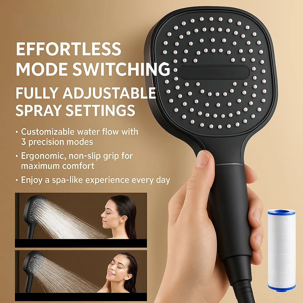 Shower Head High-Pressure Turbo Boost Built-In Filter & Adjustable Spray