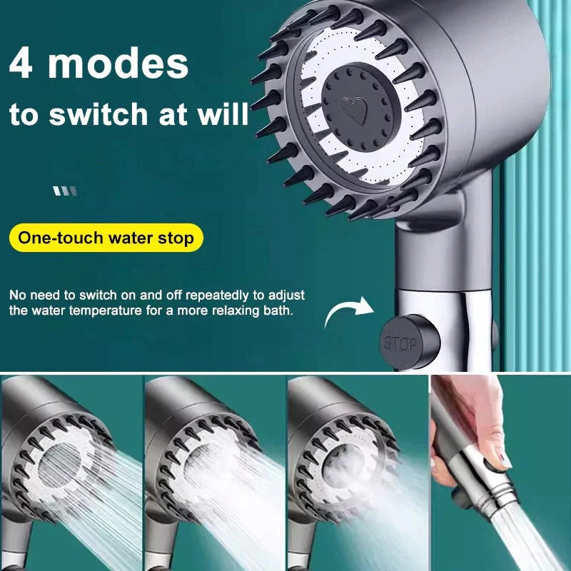 Shower Head Pressure-Boost Micro-Spray 9-Layer Filtration Pause Control