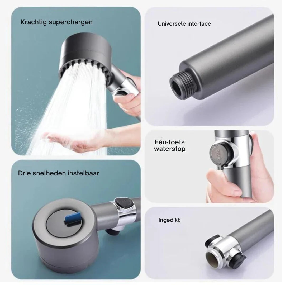 Shower Head Pressure-Boosting 4 Water Settings & Water-Saving