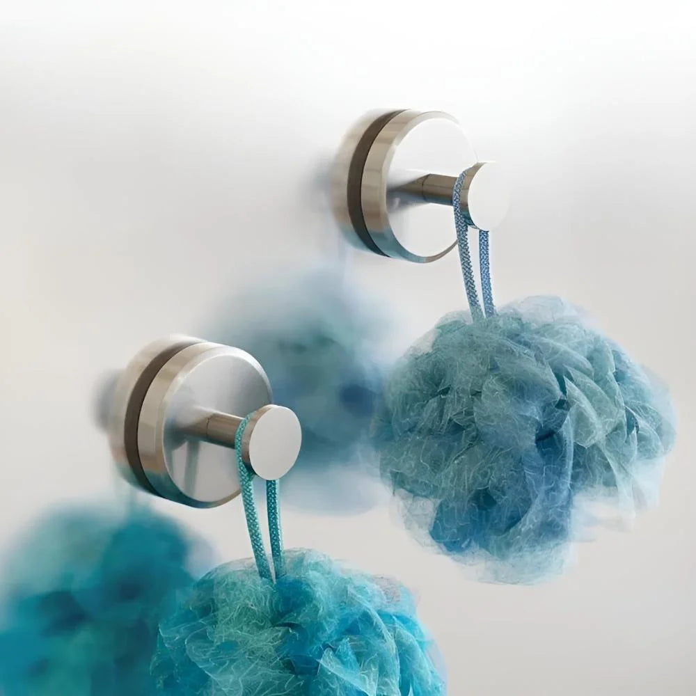 Shower Hooks No-Drill Vacuum Mount Brushed Stainless Steel