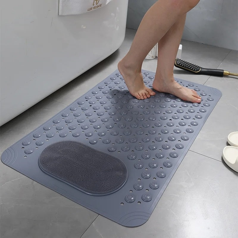 Shower Mat Non-Slip Built-In Foot Scrubber Suction Cups