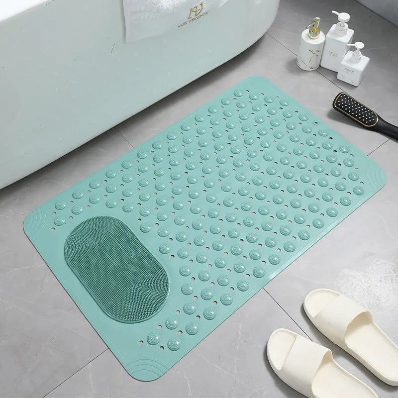 Shower Mat Non-Slip Built-In Foot Scrubber Suction Cups