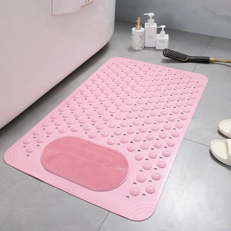 Shower Mat Non-Slip Built-In Foot Scrubber Suction Cups