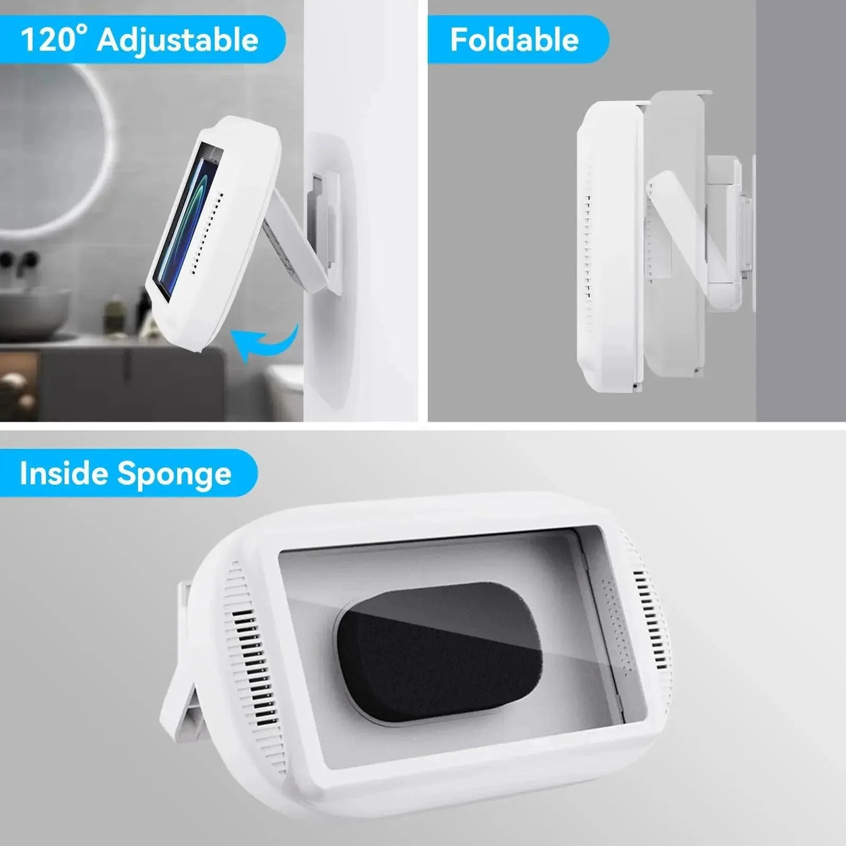 Shower Phone Holder Waterproof Rotating Touchscreen