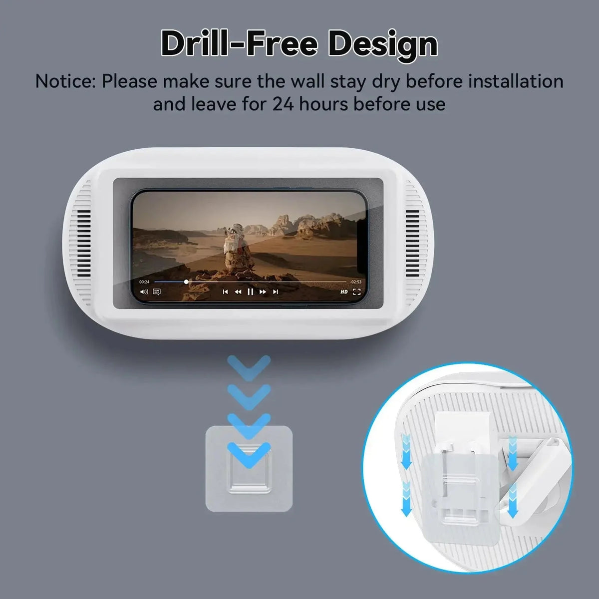 Shower Phone Holder Waterproof Rotating Touchscreen
