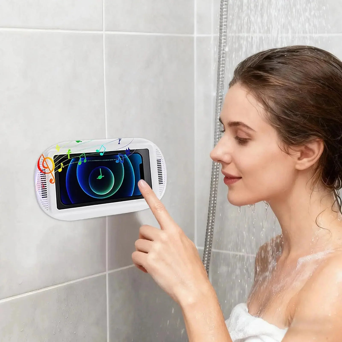 Shower Phone Holder Waterproof Rotating Touchscreen