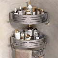 Shower Rack Set Height-Adjustable Aluminum Draining Shelves No-Drill