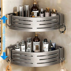 Shower Rack Set Height-Adjustable Aluminum Draining Shelves No-Drill