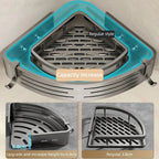 Shower Rack Set Height-Adjustable Aluminum Draining Shelves No-Drill