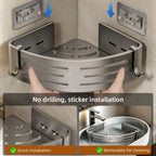 Shower Rack Set Height-Adjustable Aluminum Draining Shelves No-Drill