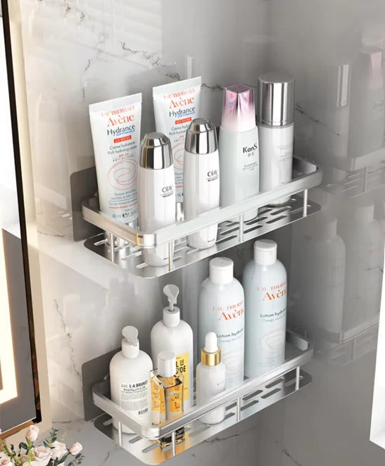 Shower Shelf No-Drill Corner Mount Rust-Resistant Aluminum
