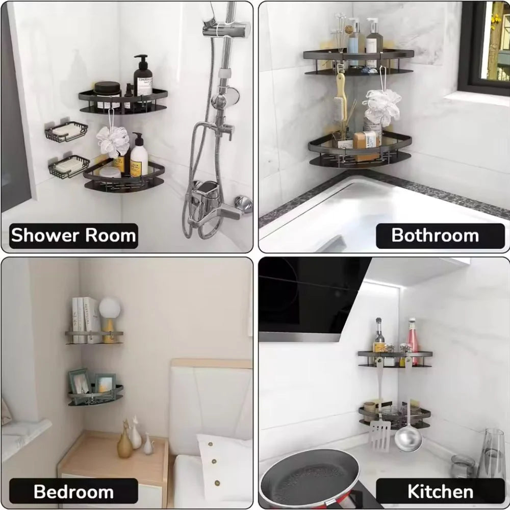 Shower Shelf Organizer Matte Aluminum & Self-Adhesive