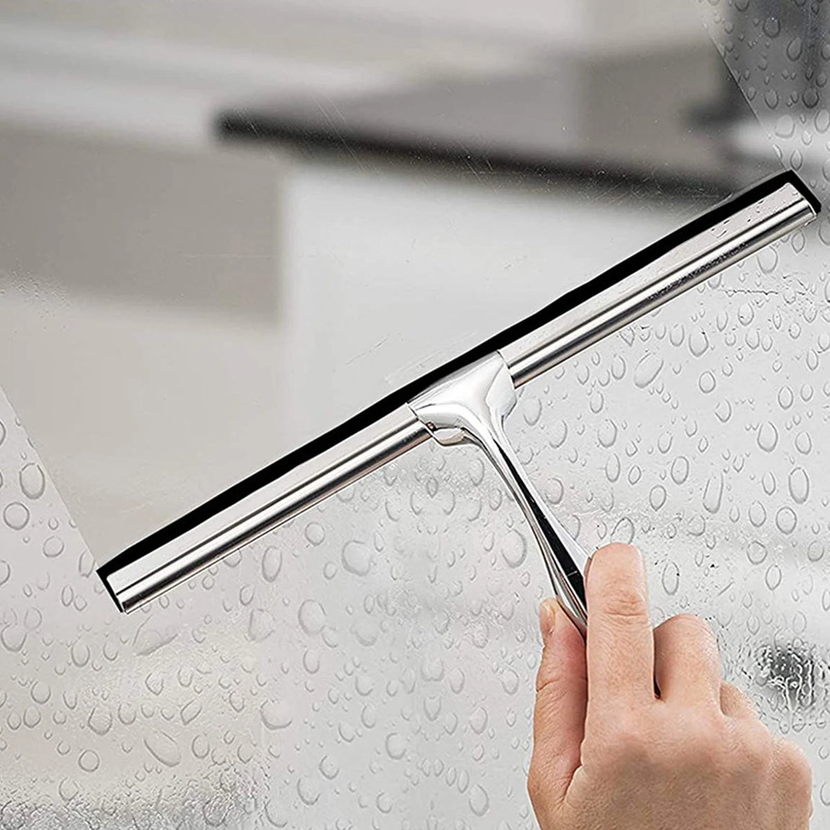 Shower Squeegee Stainless Steel Flexible Rubber Blade