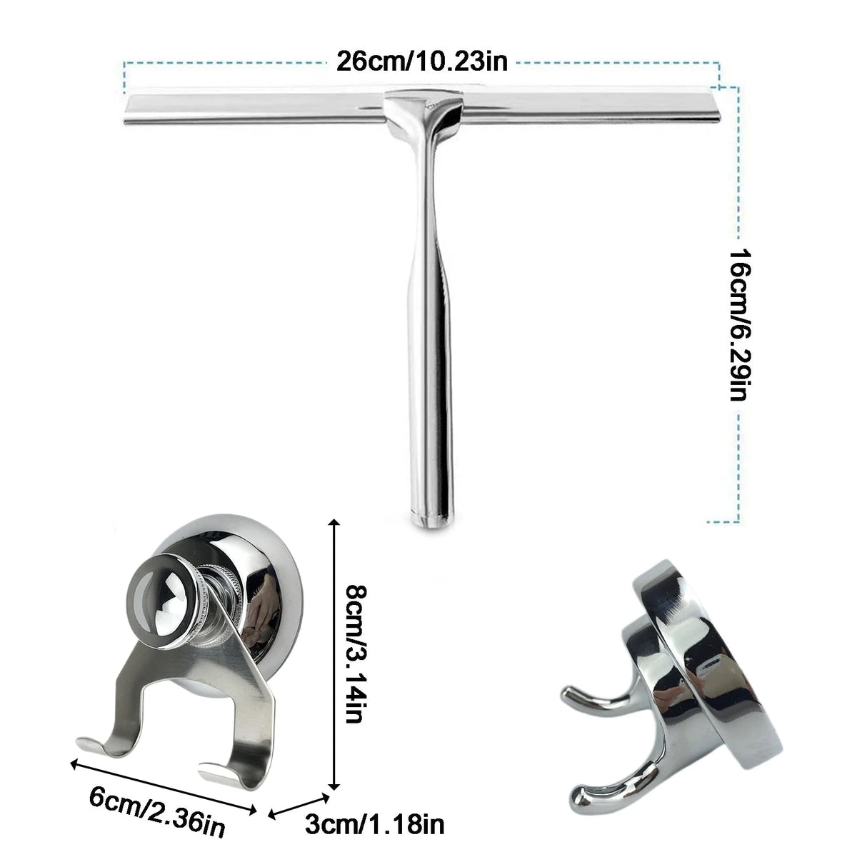 Shower Squeegee Stainless Steel Flexible Rubber Blade