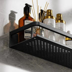 Shower Wall Rack Matte Black Aluminum Open Shelf