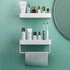 Shower Wall Shelf No-Drill Self-Adhesive Stainless Steel & ABS