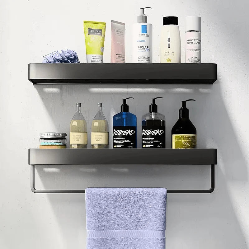 Shower Wall Shelf No-Drill Self-Adhesive Stainless Steel & ABS