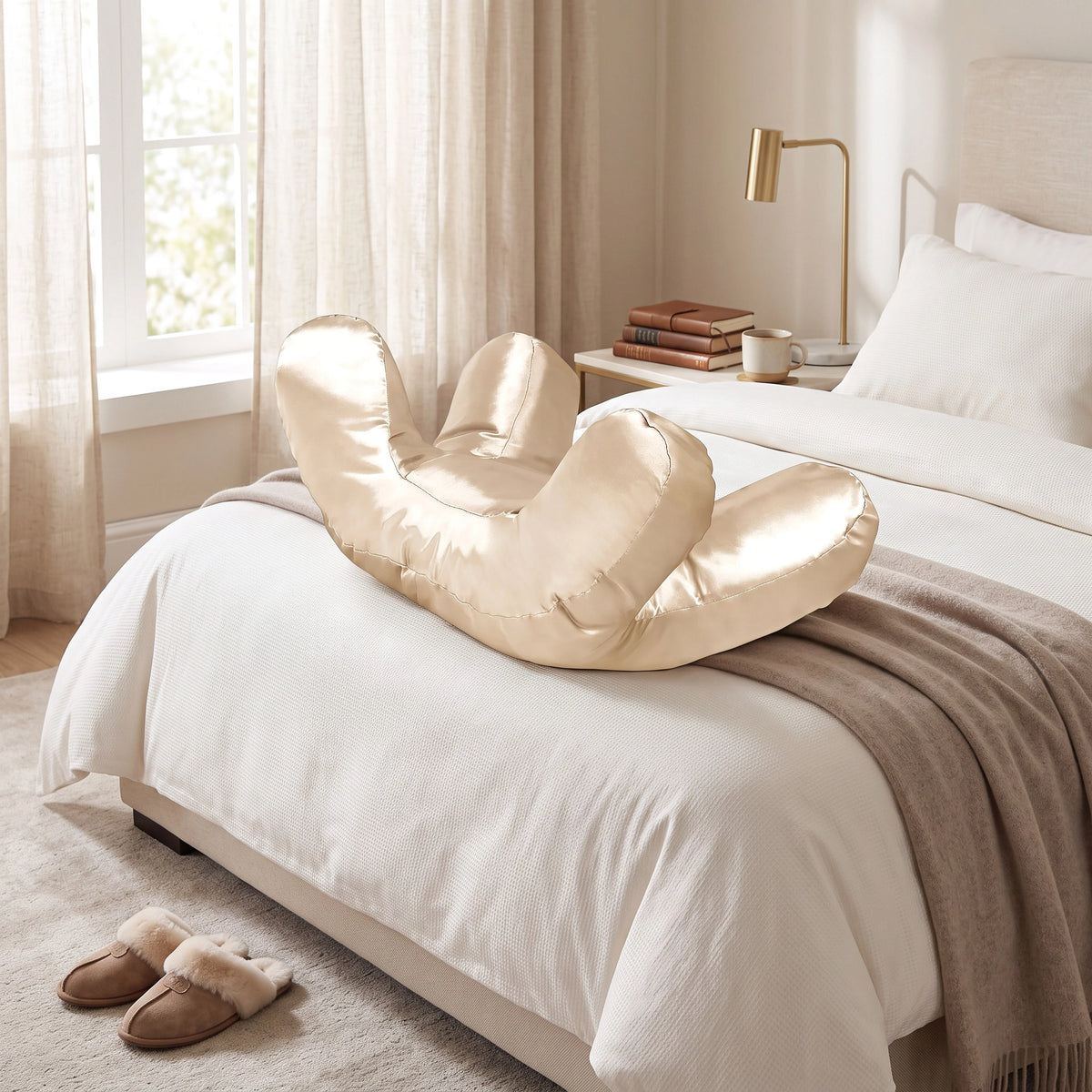 Side Sleeper Pillow Open-Center Polyester Core Washable Cover