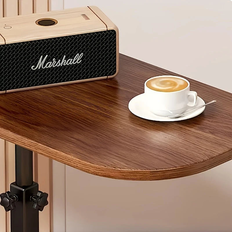 Side Table Adjustable Height Wood Top & Metal Base