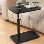 Side Table C-Shaped Adjustable Height Natural Wood Top