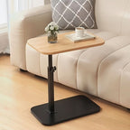 Side Table C-Shaped Adjustable Height Natural Wood Top
