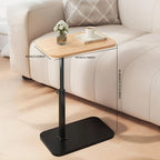 Side Table C-Shaped Adjustable Height Natural Wood Top