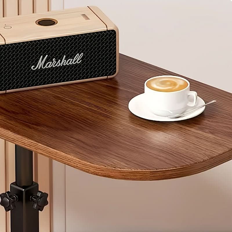 Side Table C-Shaped Adjustable Height Natural Wood Top