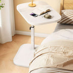Side Table C-Shaped Adjustable Height Natural Wood Top