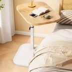 Side Table Height-Adjustable Wooden Top & Metal Frame