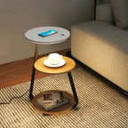 Side Table Wireless Charging & Ambient LED Wood & Metal