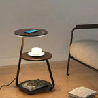 Side Table Wireless Charging & Ambient LED Wood & Metal
