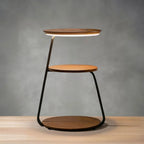 Side Table Wireless Charging & Ambient LED Wood & Metal