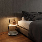 Side Table Wireless Charging & Ambient LED Wood & Metal
