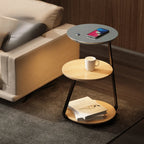 Side Table Wireless Charging & Ambient LED Wood & Metal