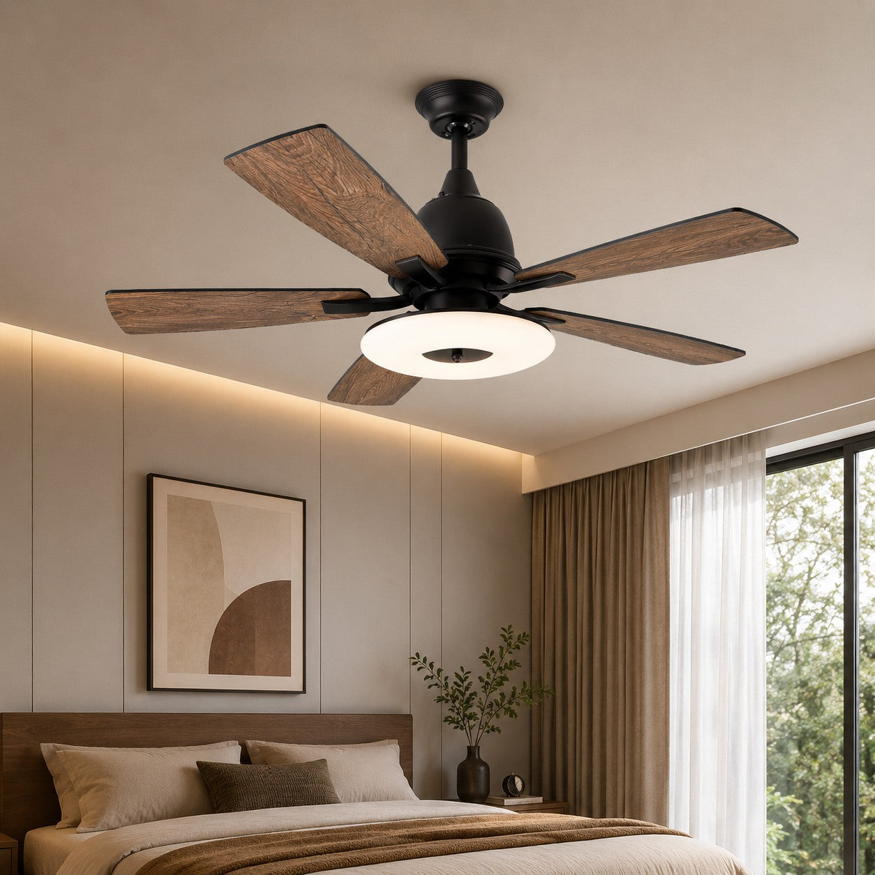 Silent 52-Inch Dimmable LED Ceiling Fan (Plywood Blades)