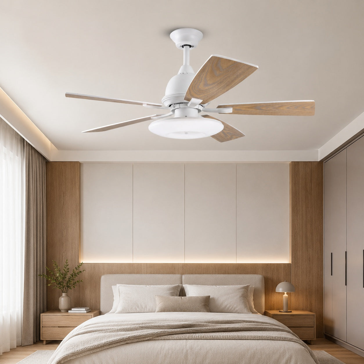 Silent 52-Inch Dimmable LED Ceiling Fan (Plywood Blades)