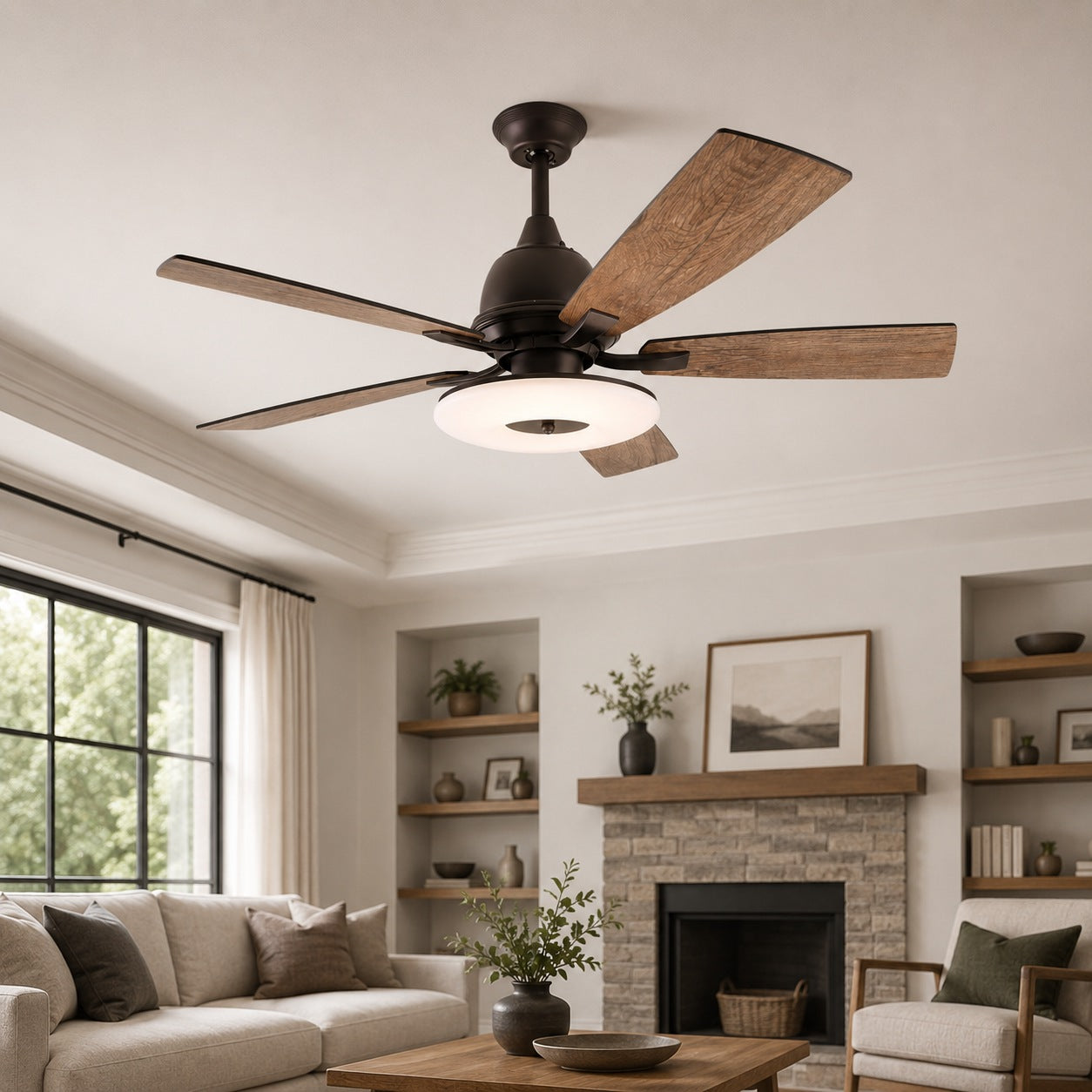 Silent 52-Inch Dimmable LED Ceiling Fan (Plywood Blades)