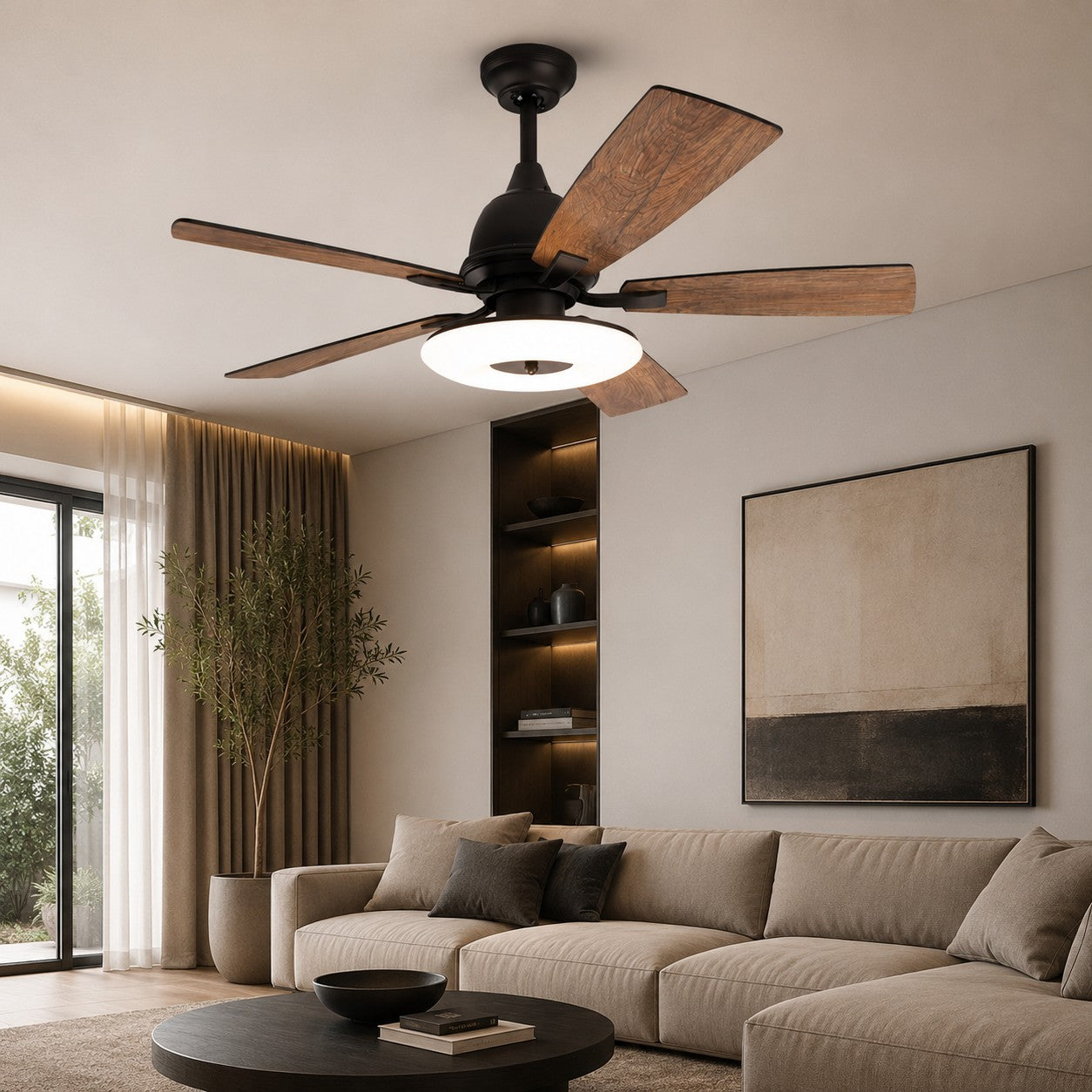 Silent 52-Inch Dimmable LED Ceiling Fan (Plywood Blades)