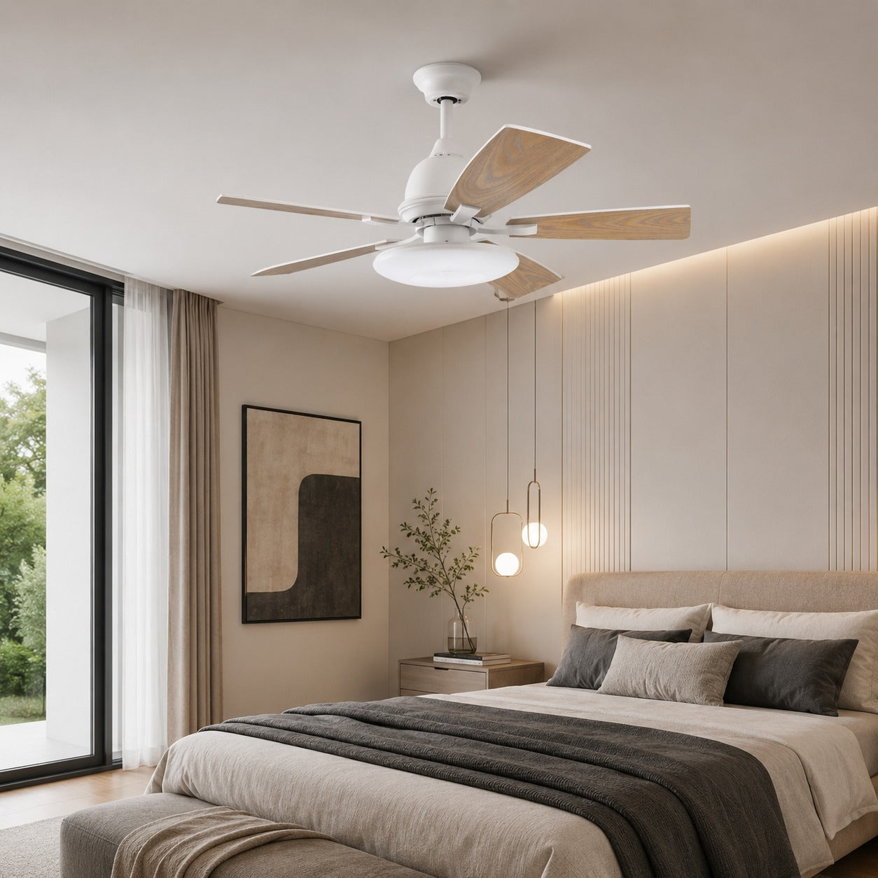 Silent 52-Inch Dimmable LED Ceiling Fan (Plywood Blades)