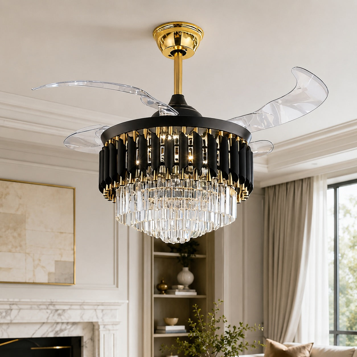 Silent Dimmable LED Ceiling Fan (Crystal Blades)
