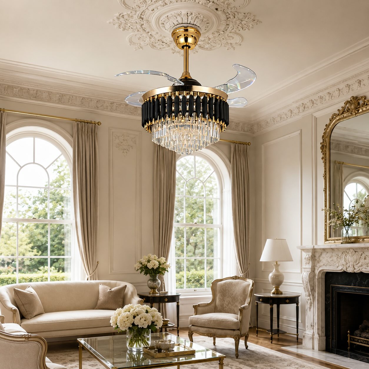 Silent Dimmable LED Ceiling Fan (Crystal Blades)