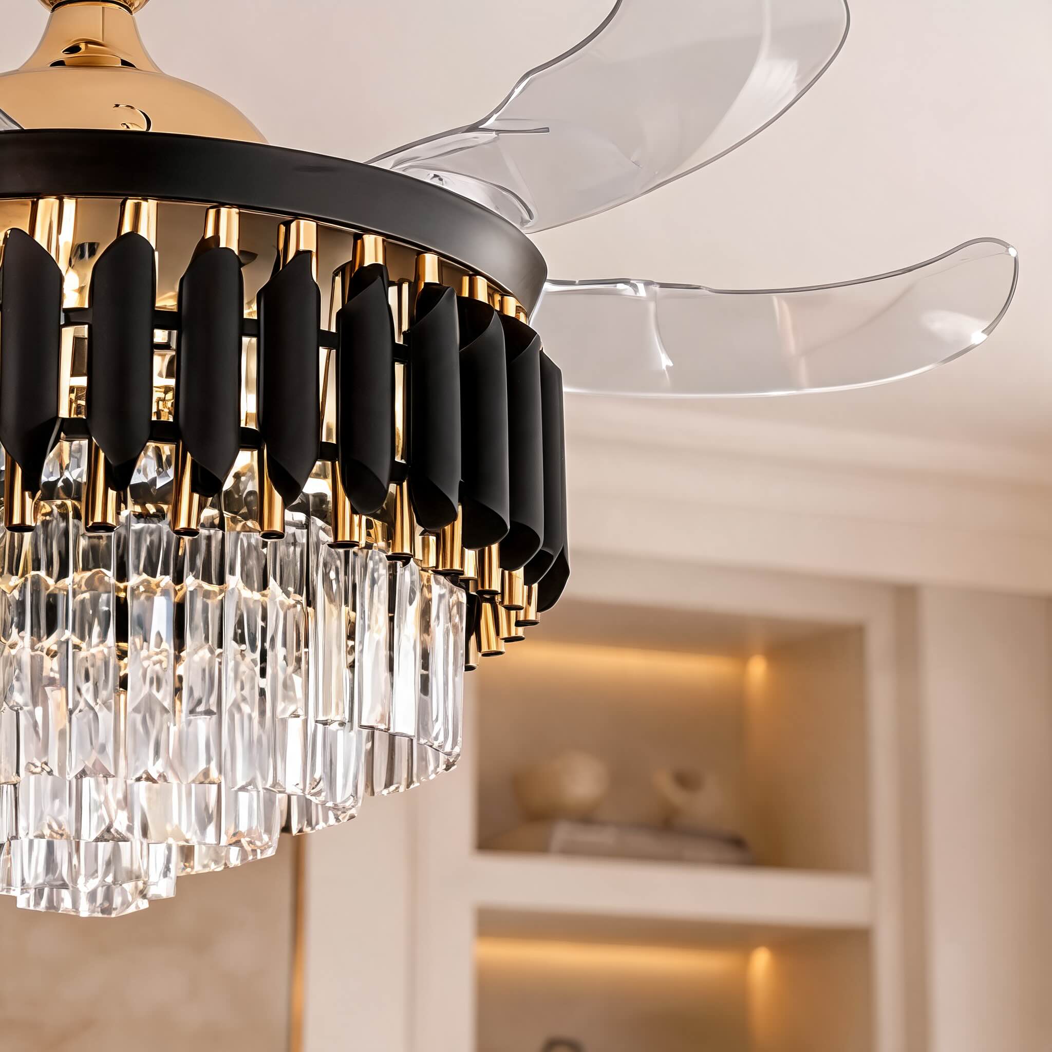Silent Dimmable LED Ceiling Fan (Crystal Blades)