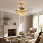 Silent Gold-Plated Crystal Ceiling Fan (Dimmable LED)