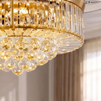 Silent Gold-Plated Crystal Ceiling Fan (Dimmable LED)