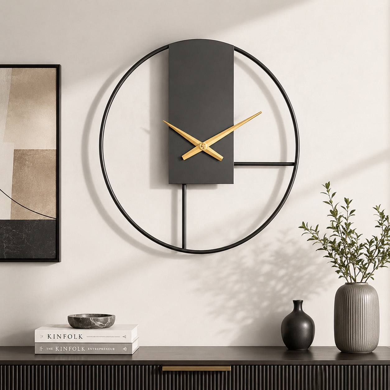 Silent Quartz Matte Black Metal Wall Clock