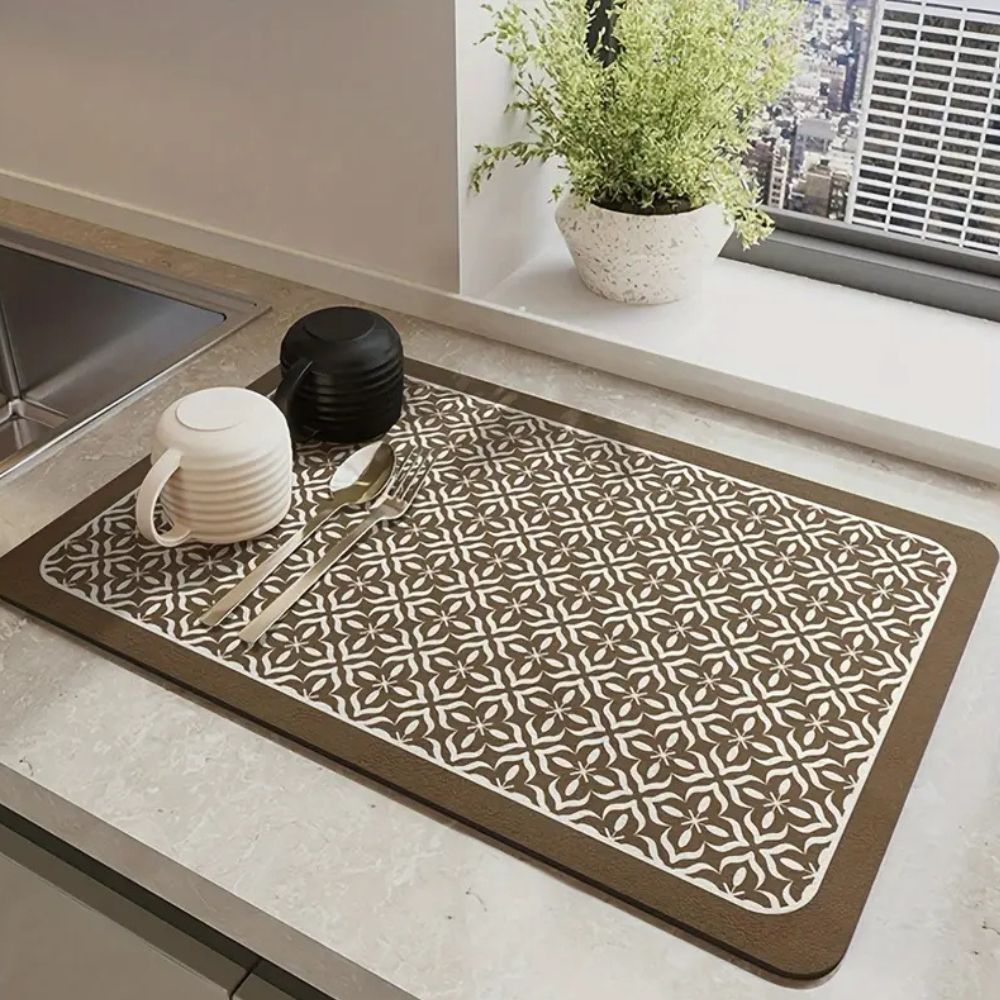 Silicone Ultra-Absorbent Heat-Resistant Dish Drying Mat (Mandala Pattern)