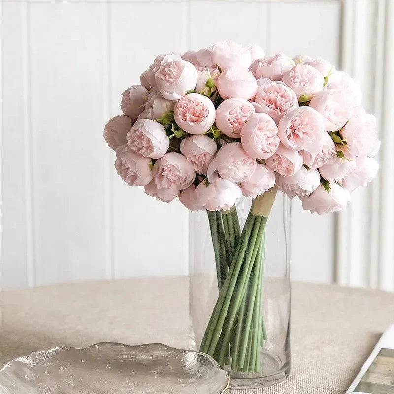 Silk Peony Bouquet 27 Realistic Heads