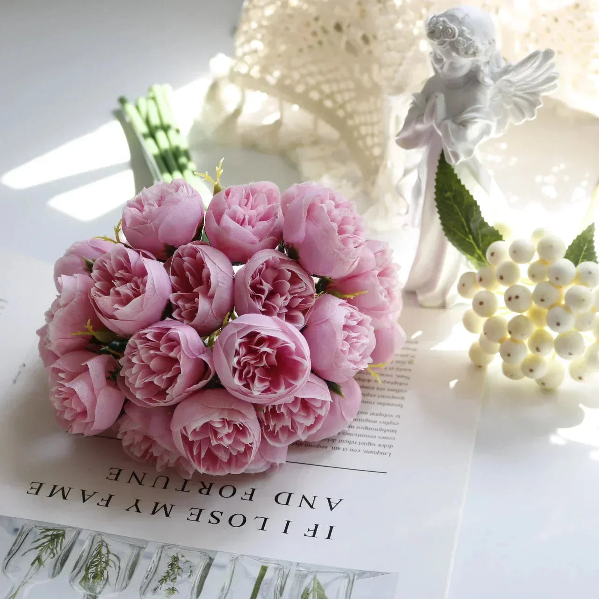 Silk Peony Bouquet 27 Realistic Heads