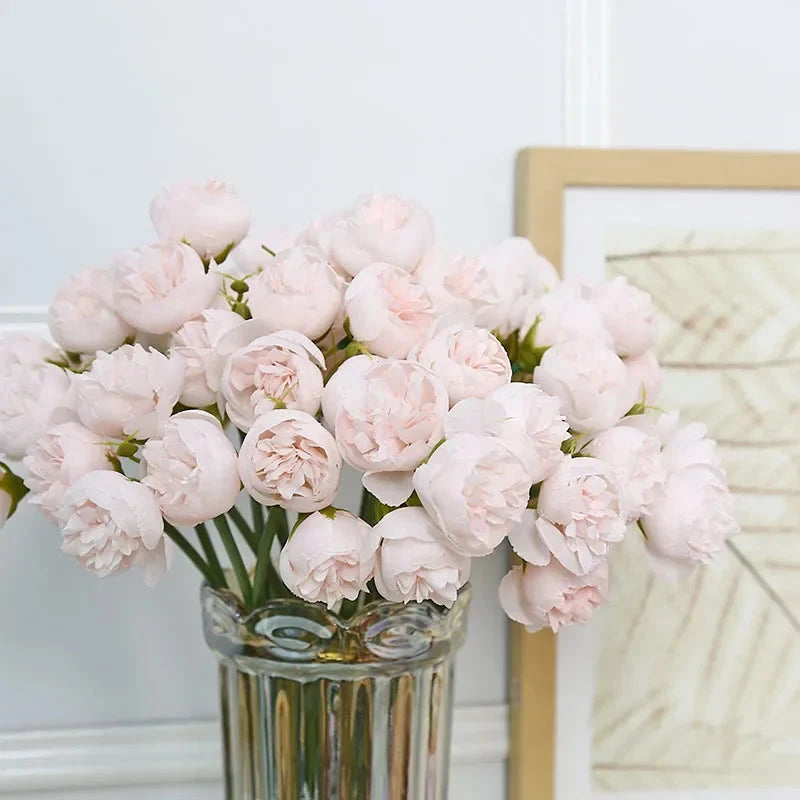 Silk Peony Bouquet 27 Realistic Heads